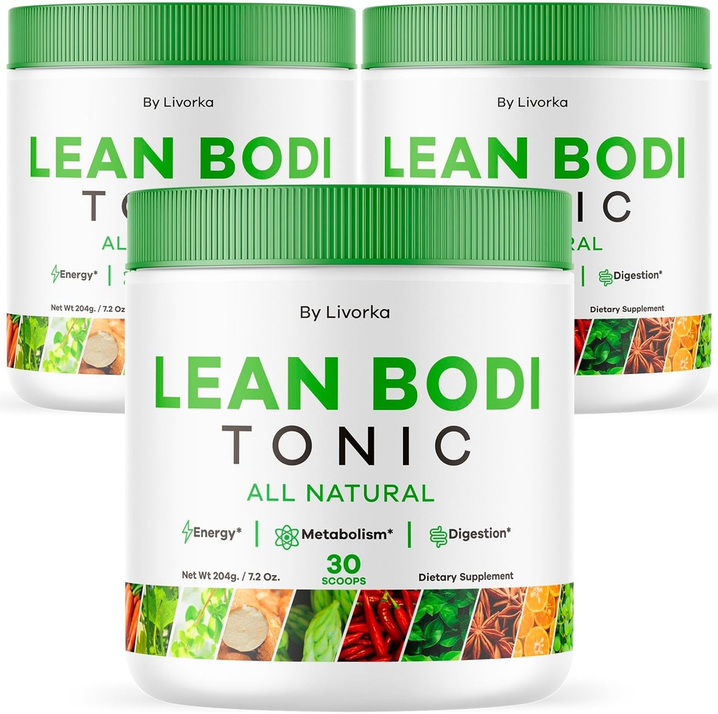 LIVORKA Lean Bodi Tonic, All Natural Advanced Formula Powder - 90 Servis (3 Bulan Supply) - Paket 3