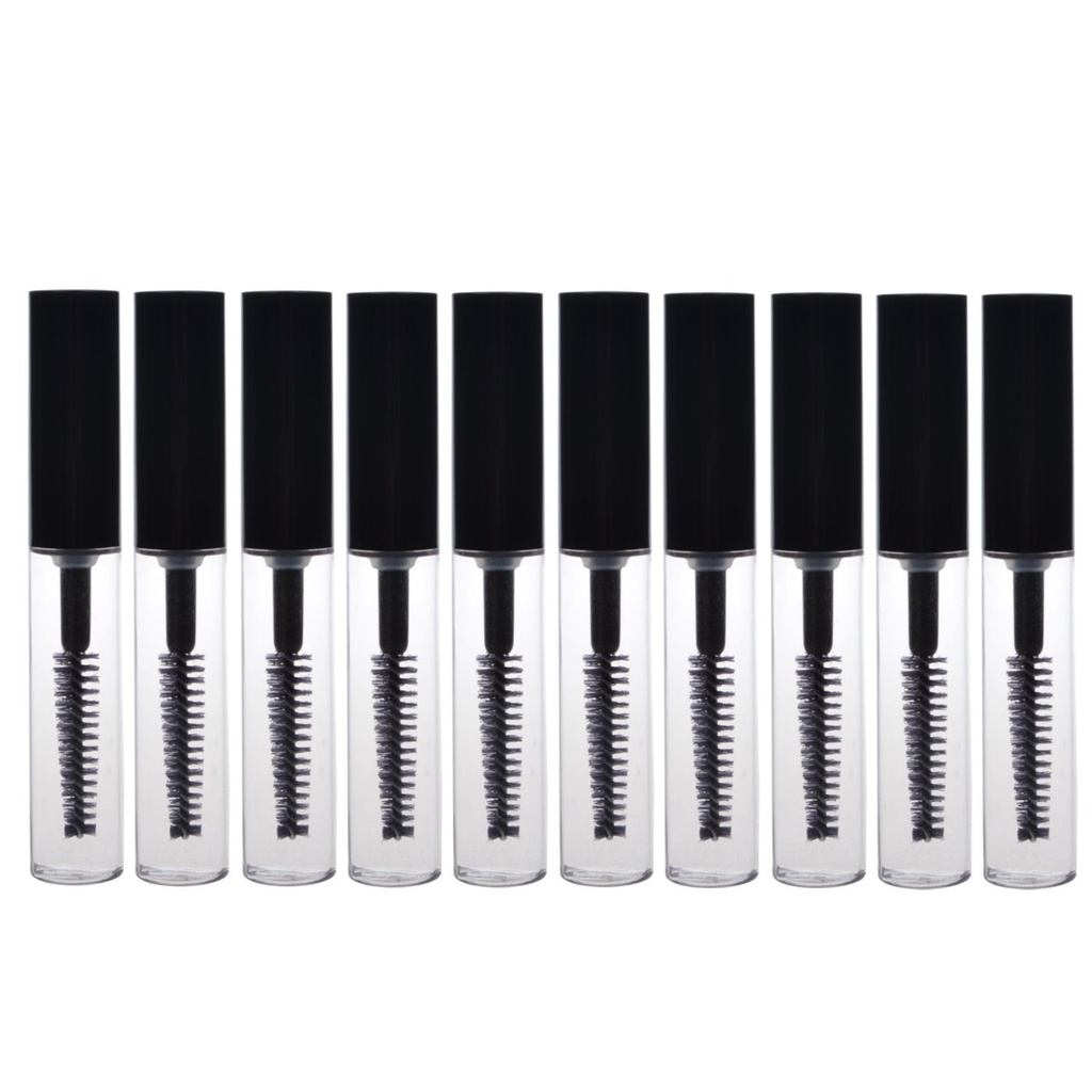 AKOAK 10 Paket 4ml Transparent Bisa dipakai Ulang Kontainer Botol Kosong Makeup Alat Kosmetik Vielash Perkembangan Minyak / Mascara dengan Brush untuk Rumah dan Perjalanan