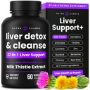 NuttraChamps Liver Cleanse Detox & Repair Formula, 20 + Herbs: Milk Thistle Extract with Silymarin, Artichoke, Dandelion, Chicory Root Powder, Liver Support Pills, 60 Capsules
