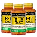 MASON NATURAL B, 12 1000 mcg Quick Dissolve, 300 Day Supply for Healthy Conversion of Food into Energy (3 Pack)