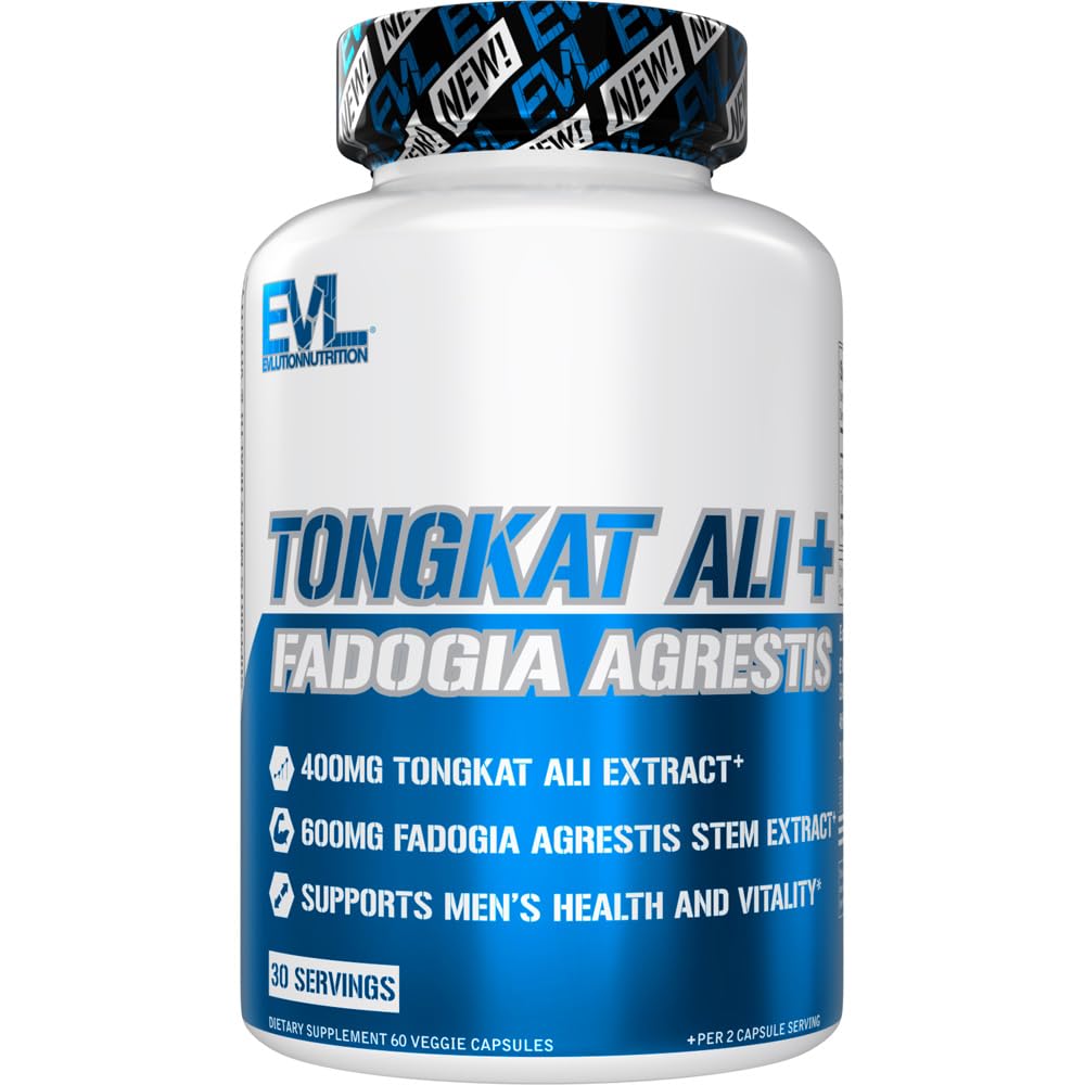 Evolution Nutrition Tonkat Ali + Fadogia Agrestis - Men 's Health + Vitalitas Dukung - 400mg Tongkat Ali + 600mg Fadogia Agrestis Ekstrak Stem - Tambahan Kerja - Vegetarian Capsules