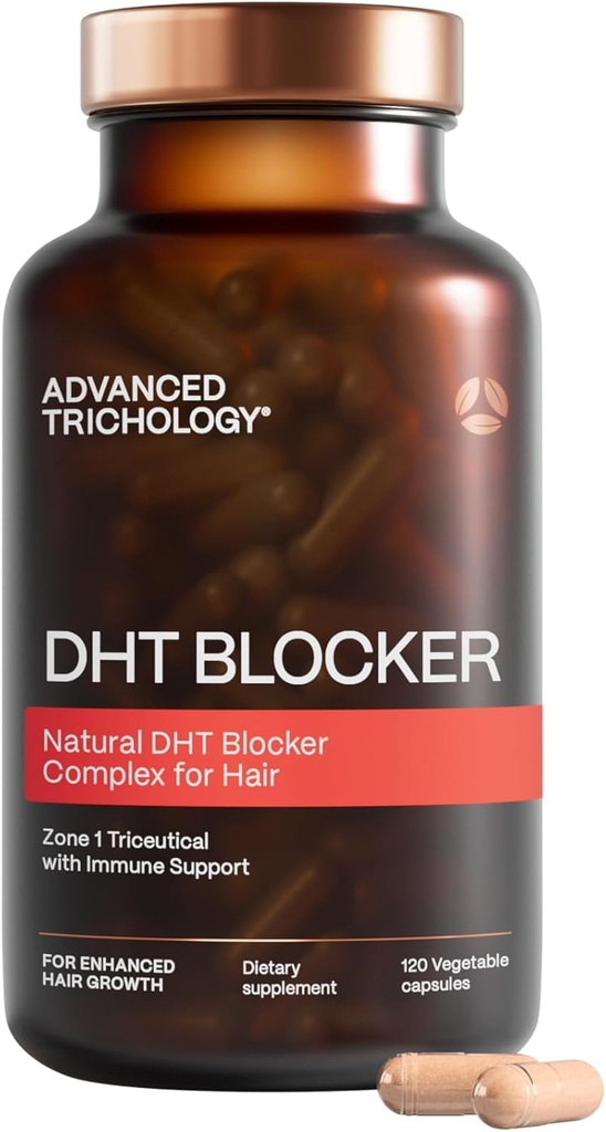 Trichology Advanced DHT Blocker - Perkembangan Rambut untuk Perkembangan Genetik untuk Pria dan Wanita: 124; Disetujui * oleh American Hair Loses Association - 120 Count (Paket 1)