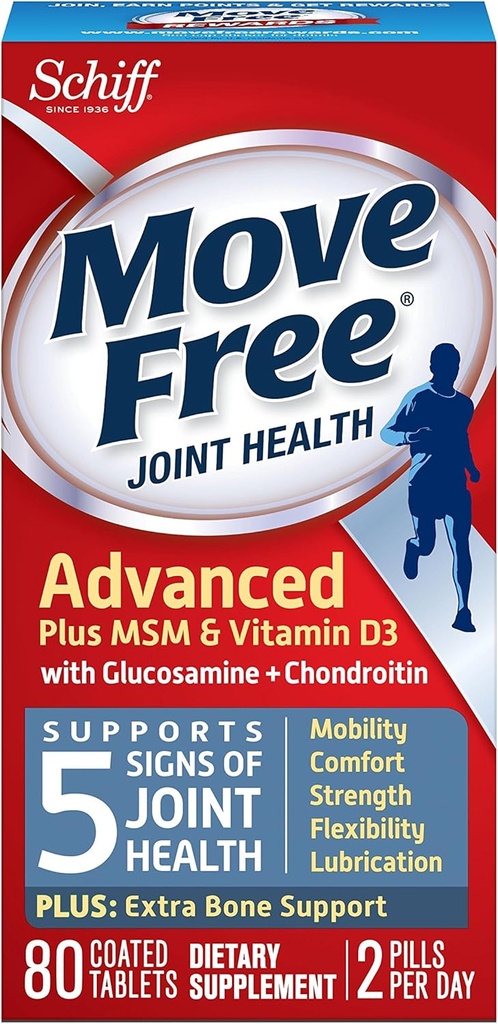 Pindahkan Glucosamin Chondroitin MSM Vitamin D3 dan Auluronic Acid Joint Supplemen, 80 Cacah