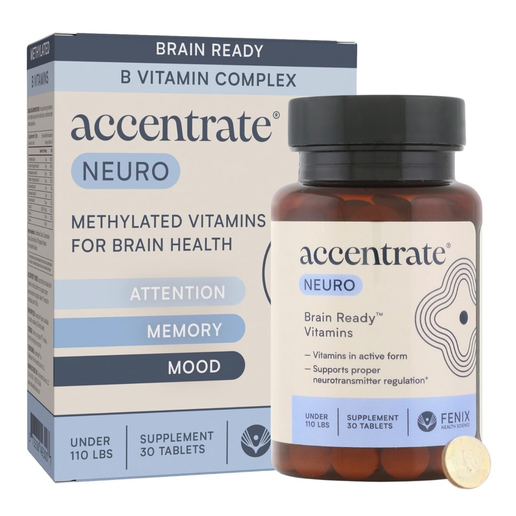 Suplemen Otak untuk Fokus, Perhatian, Mood 124; Lengkap Vitamin B Kompleks 124; Brain Health 124; Methylated Multivitamin w / L- Methellfolat (5- MTHF), Cofactors Methyl- B12 & P5P 124; MTHFR Tambahan