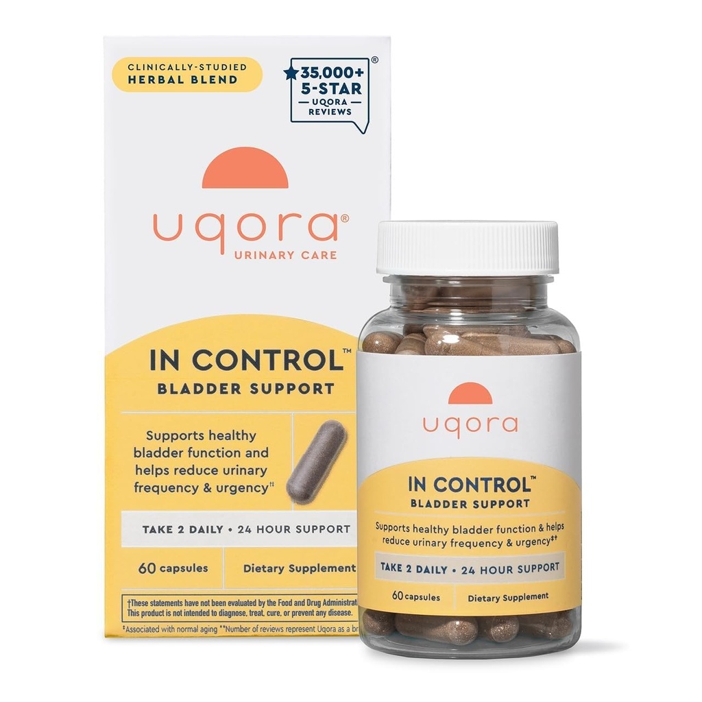 Uqora dalam Control Bladder Dukung - Daily Bladder Care & Due for Urinary Comfort - Made with botanicals, Like Horsetail & Spicebush - Gluten- Free & Vegetarian - 60 Capsules