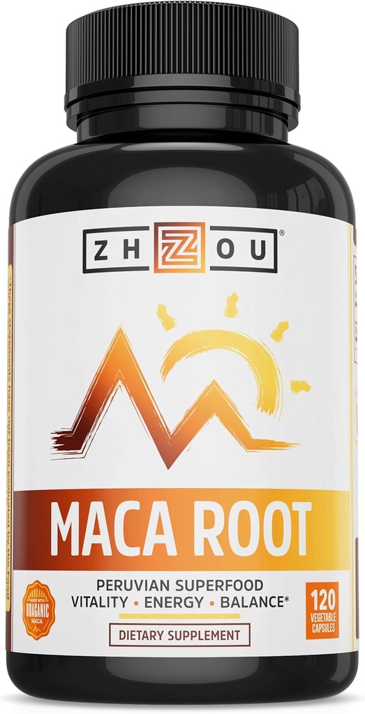 Zhou Maca Root 124; Wellness Supplement for Men & Women 124; Boosts Energy 124; 60 Servings, 120 Count