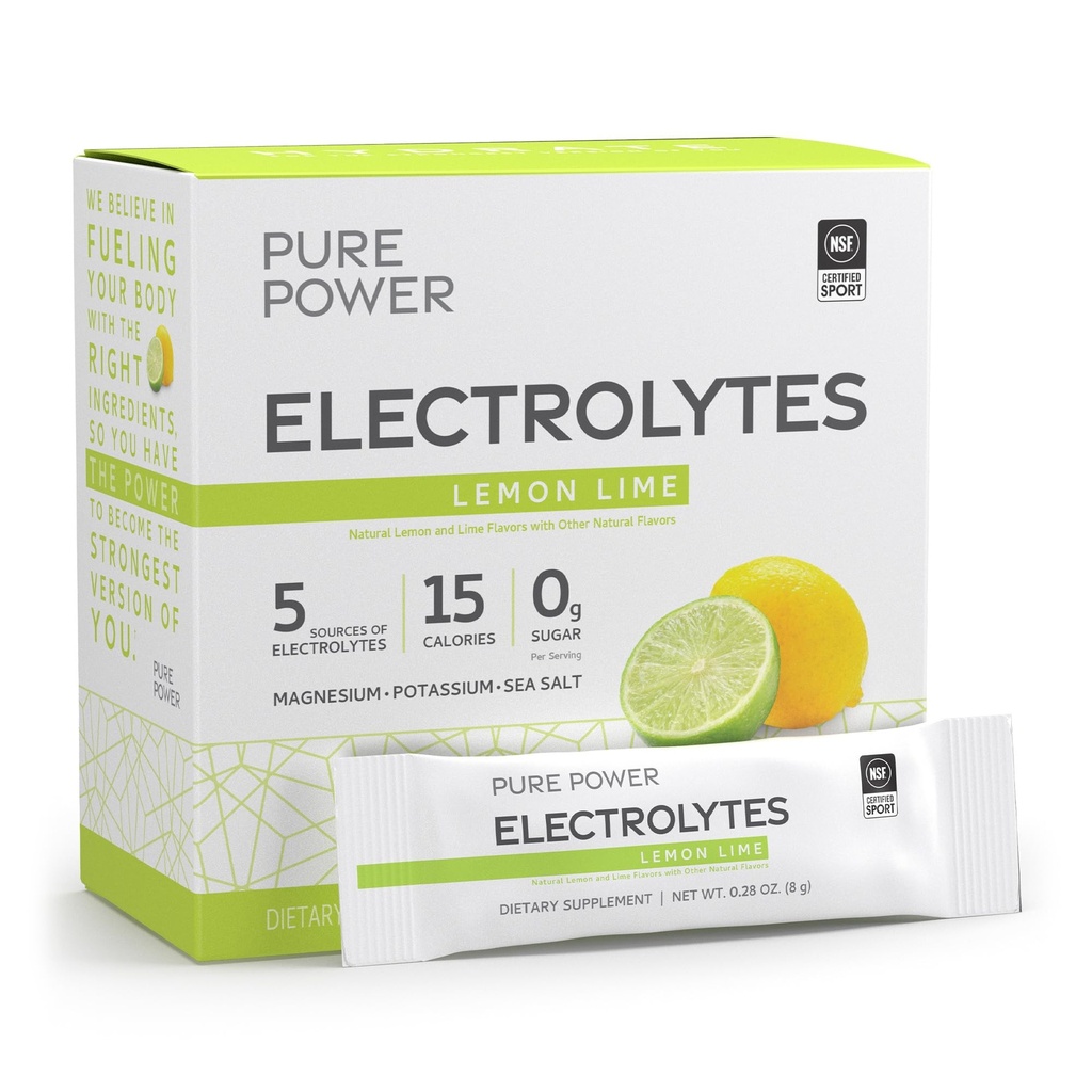 Dr. Mercola Pure Power Electrolytes - Mendukung Hidration & Muscle Fungsi - Magnesium & Potasium Blend - 0 g Sugar per Serving - Lemon Lime - 30 Paket