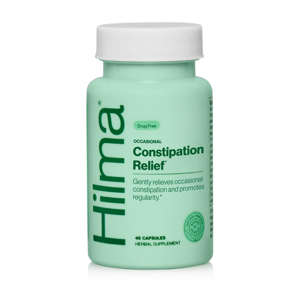 Hilma Gentle Bowel, Occasional Constipation Relief with Magnesium Citrate, Natural and Gentle Laxatives for Constipation / Magnesium Citrate, Ginger, Anise and Bitter Orange, 46 Vegan Capsules