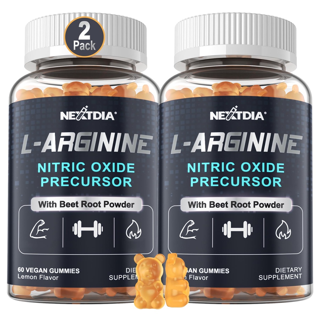 Sugar Free L Arginine Nitric Oxide Gummies 1300mg for Men & Women with L Citrulline, Beet Root, B3 124; L Arginine L Citrulline Suplemen 124; Vegan, 120 Counts