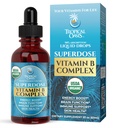 Superdosis Organic Vitamin B Complex Liquid Drops 14; 125.000% DV Vitamin B12, B12, B6, Biotin, Niasin, Niolate 124; Energy, Brain Health, Imune Support 124; USDA Organik, Vegan, Non-GMO 124in, 60 Serv, 2 Mo.