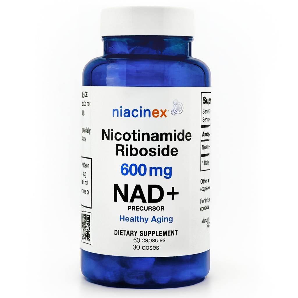 NAD + Supplemen - 600mg Pure Nicotinamide Ribside (NR) - Penuaan Sehat, Mental Clarity & Energy Booster - Suplemen Regenerasi Sel bagi Perempuan dan Pria - 60 NAD Plus Kapsul - Dibuat di AS