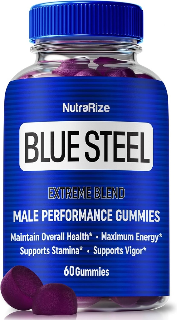 Blue Steel Gummies for Men, Daily Nutition to Boost Confidence and Overall Health, All Natural Supplication to Duak Performance, Official Male Gummy, BlueSteel Review (60 Gummies)