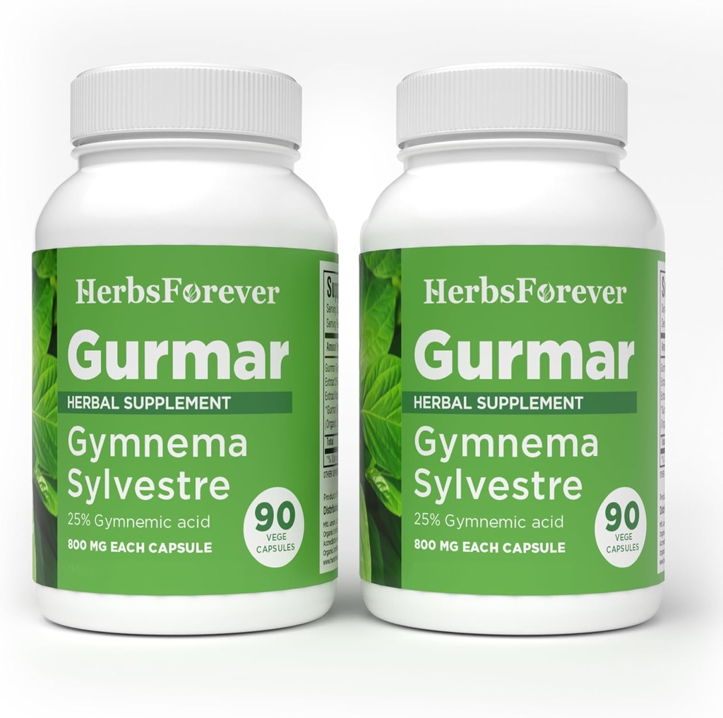 Herbsforever Gurmar Capsules - Gymnema Sylvestre - Herbal Suplemen - 90 Capsules (Paket 2)