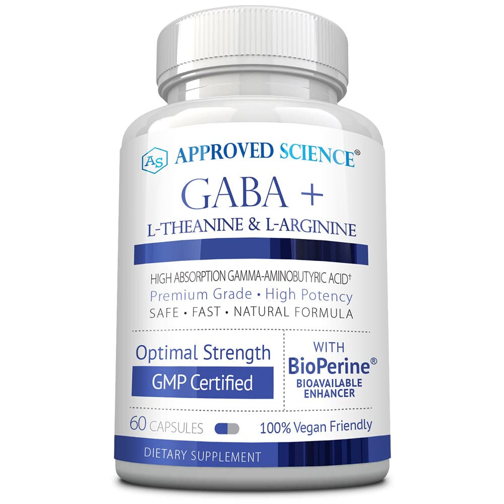 Disetujui Ilmu GABA + - Tenang Properal, Membuktikan Tidur, Boost Mood - GABA, L-Theanine, L-Arginine, Vitamin B6, BioPerine - Absorpsi Tinggi - 60 Capsules - Vegan