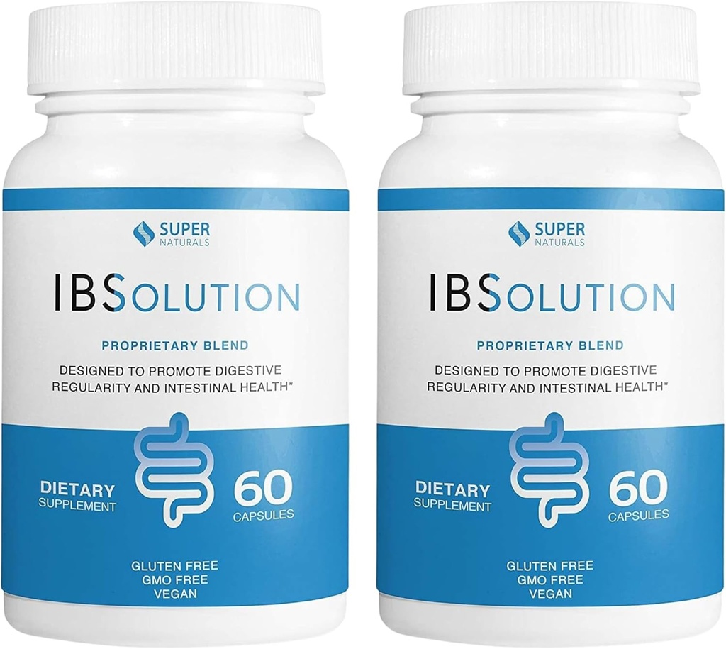 IBSolution - Suplemen Kesehatan Digetical, Gas, Bloating, Diare, Relief Sembelit, Nyeri Abdominal, Dengan Psyllium, Regularitas Provinsi, Mendukung Kesehatan Gut, Dibuat di Amerika Serikat - 60 Vegan Capsules, 2- Pack