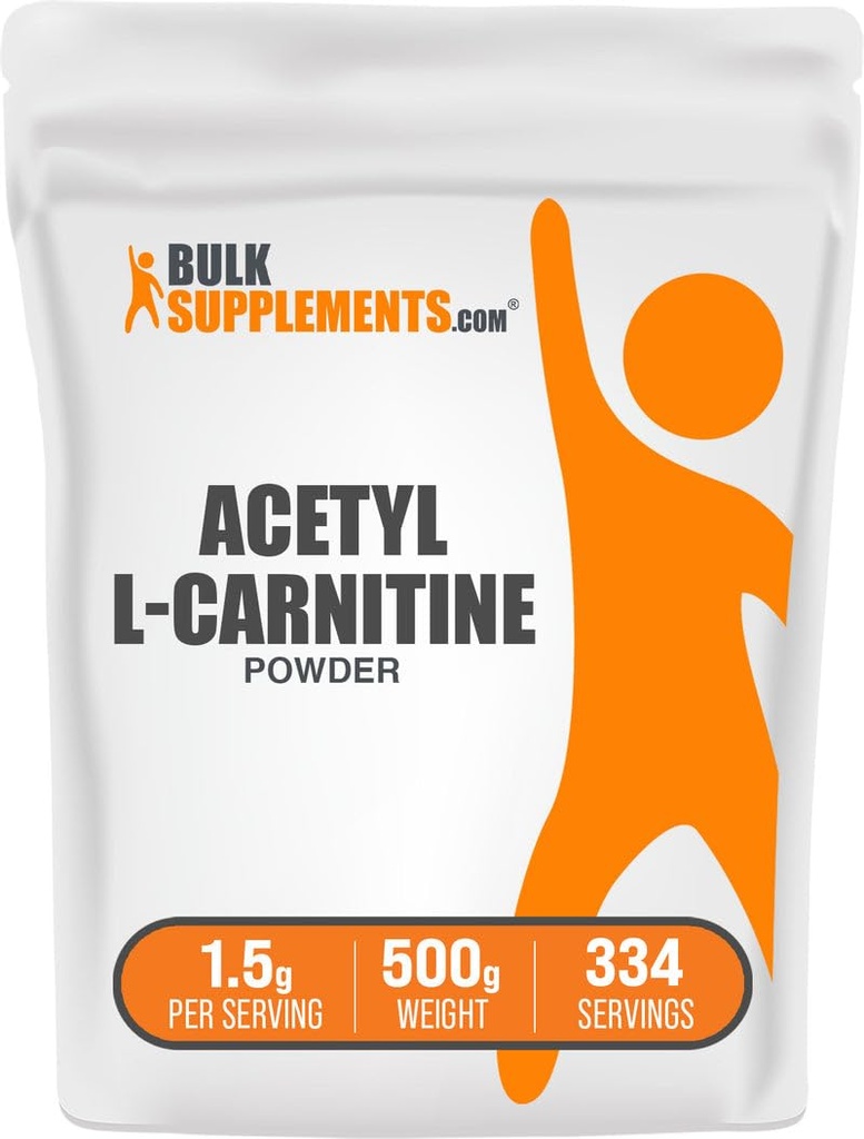 BulkSuplements.com Acetyl L- Carnitine Powder - seperti ALCAR HCI, Carnitine Suplemen - Gluten Bebas, 1.5g per Serving, 500g (1.1 lbs) (Paket 1)