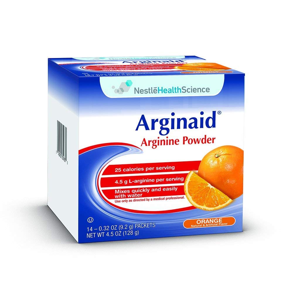 Nestle Arginaid Arginine Powder, Orange, 0,32 Paket OZ, 14 CT (Paket 4)