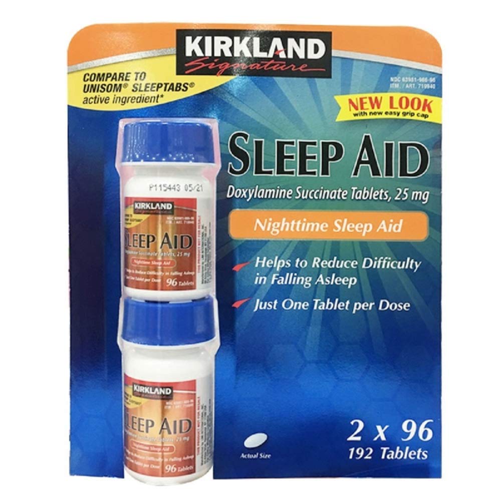 Kirkland Signature Sleep Aid Doxylamine Succinate 25 Mg, 2 pack (192 Tablet)
