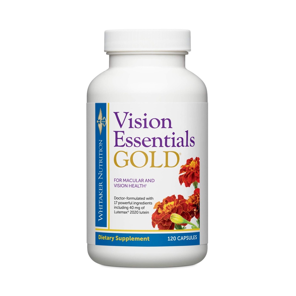 Vision Esensial Emas Whitaker - Pendukung Kesehatan Mata Mata dengan 40 mg dari Lutein Plus, Wenxanthin & Taurine - Mendukung Kesehatan Macular dan Mata Perisai Terhadap Pameran Cahaya Biru (120 Katup)
