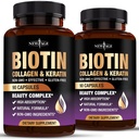 Biotin Collagen Keratin Hyaluronic Acid - 50.000mcg Perkembangan Rambut untuk Pria dan Wanita, Nails, Rambut, Skin Vitamin dan Blocker DHT dengan Vitamin E Folic Acid Pumpkin Benih MSM- 180 Count