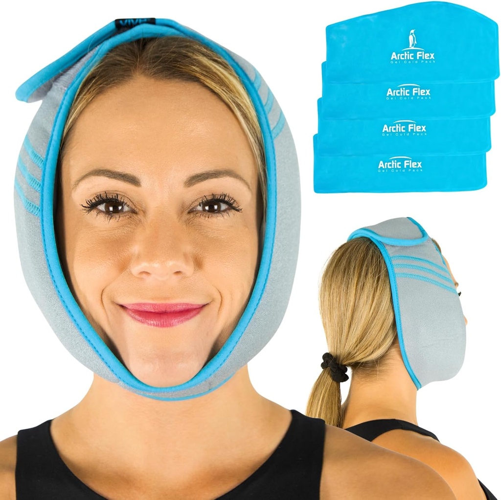 Vive Face Ice Pack Lick for TMJ Pain Relief and Headaches - Face Ice Pack for Jaw Bedah Recovery, Oral Becgery & Wise Teeth extractions - Haating Pad for Head & Chin - Hot & Cold Therapy