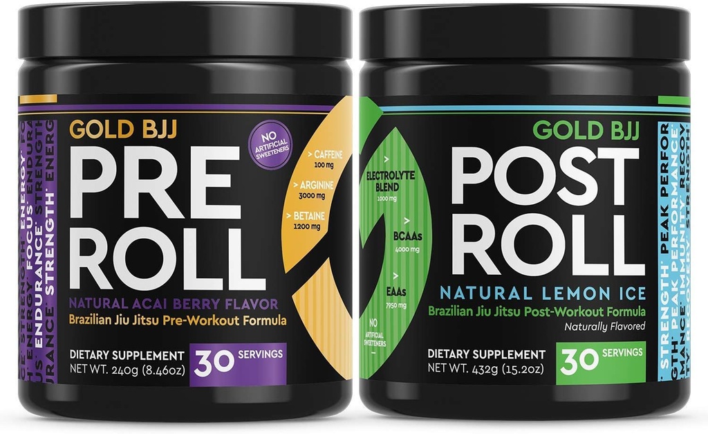 Emas BJJ PreRoll dan PostRoll Jiu Jitsu Supplemen Bundle