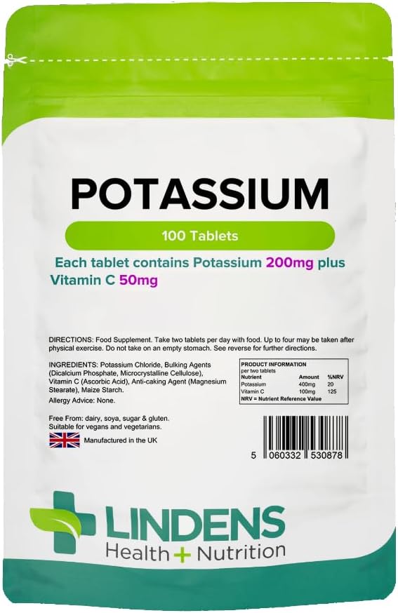 Potasium, 100 tablet, 200mg, Tekanan darah, kram
