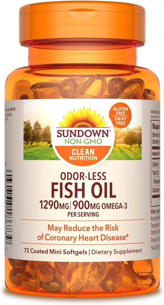 Sundown Fish Oil, 72 berlapis Mini Softgels