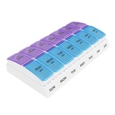 Ezy Dose Weekly (7- Day) AM / PM Pill Organizer, Vitamin and Medicine Box, Small Pop-out Kompartemen, 2 Kali sehari, Blue and Purple Lids