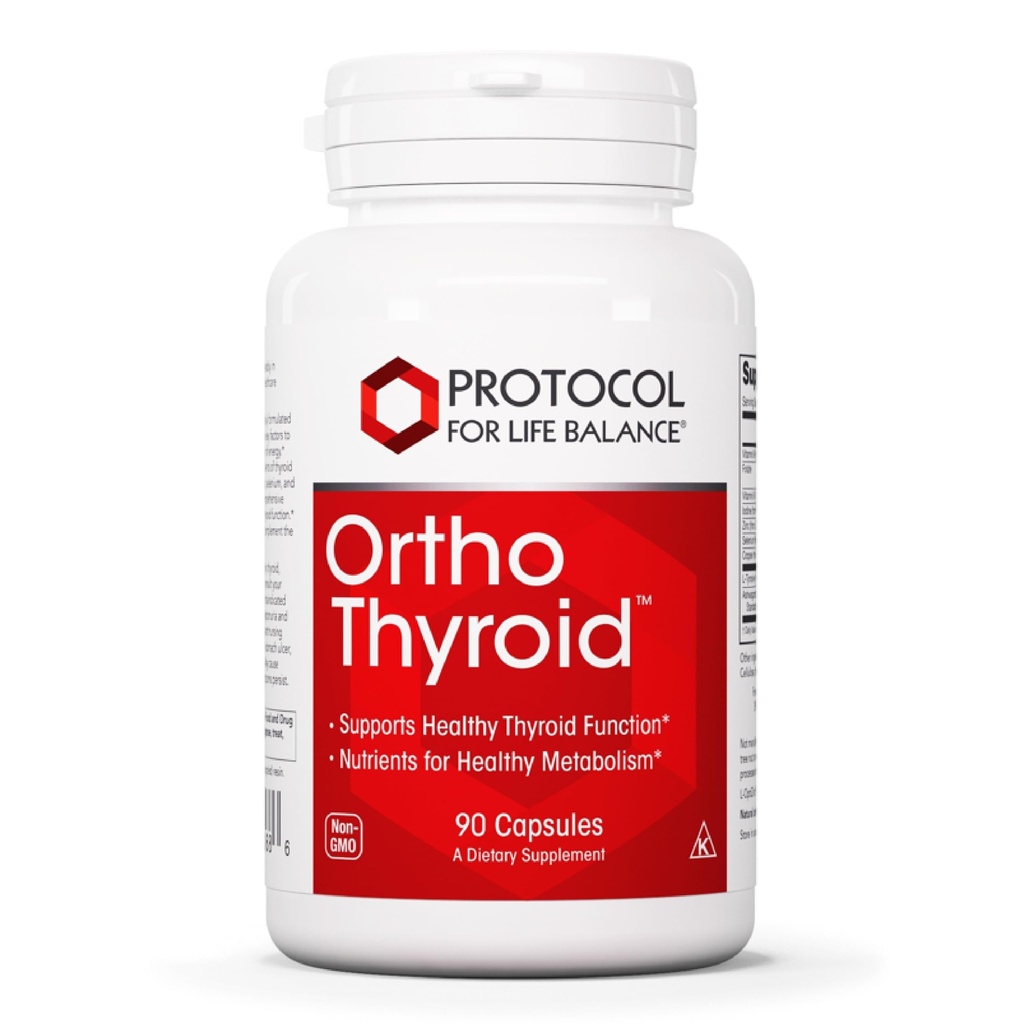Protokol Ortho Thyroid - Mendukung Fungsi Thyroid Sehat * - dengan Ashwagandha, Zinc & Selenium - Non-GMO & Kosher - 90 Veg Capsules