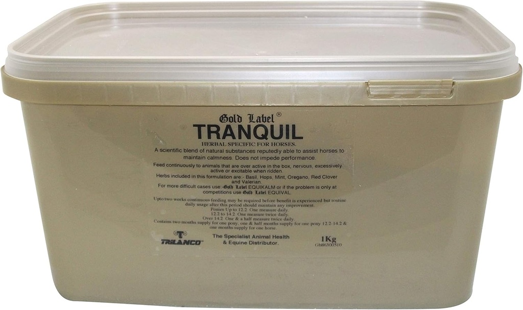 Tranquil, Suplemen Kuda, Label Emas, Calms Gugup Horses, 1KG