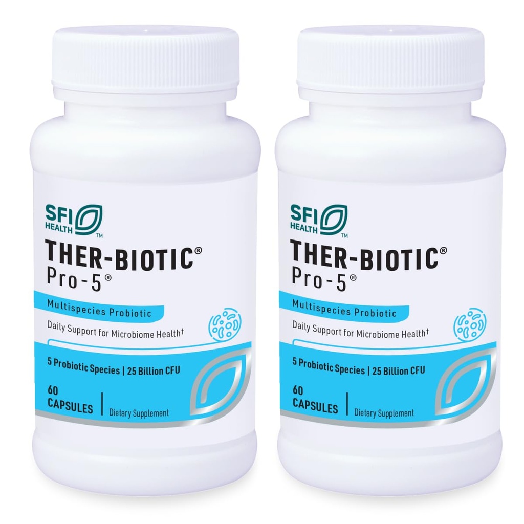 Klaire Labs SFI Health Probiotic - 25 Milyar CFU High Dose Multispecies Gut Support for Men & Women, Hipoallergenic & Dairy- Free (60 Capsules, 2 Pack)