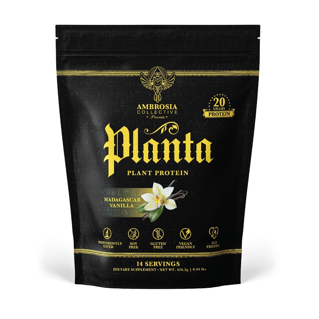 Ambrosia Planta - Premium Plant - berbasis Protein 124; Vegan & Keto Friendly 124; Gourmet Flavors with No Bloating or stomach Upset 12.4; Gluten & Soy Free 124; No Added Sugar 124; 14 cupges