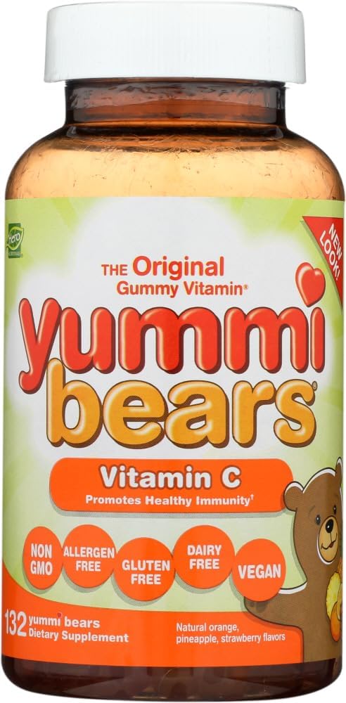 Yummi Bears Vitamin C Chewable Gummy Suplemen Vitamin untuk Anak-anak, 132 Cacah (Paket 1)