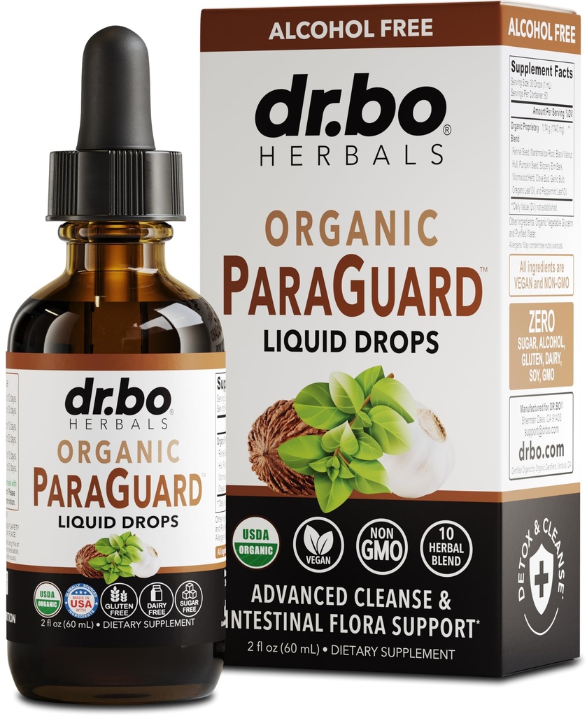 ParaGuard Clemense Liquid Organic Detox - Organic Intestinal Guard Formula Tambahan Bagi Manusia dengan Black Walnut Wormwood Clove & Oregano Tincture - Natural Herbal Intestine Body Cleanser 2 oz
