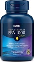 GNC Triple Power Oil EPA 1000 Mini, 1000mg Omega 3, Mini Softgels, Pendukung Mata, Otak, Skin, Triglycerides Sehat, Heart, Gabungan, Dilapisi ke Control Fishy Burps, 45 Servis