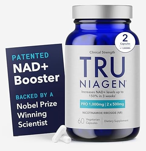 TRU NIAGEN PRO NAD + Supplement for Anti Aging and Cell Regeneration, 2 x 500mg Patent Niagen, 30 Servings N14; Supports Cellular Energy 124; Nicotinamide Riboside (NR) Daily Suplemen untuk Pria dan Wanita