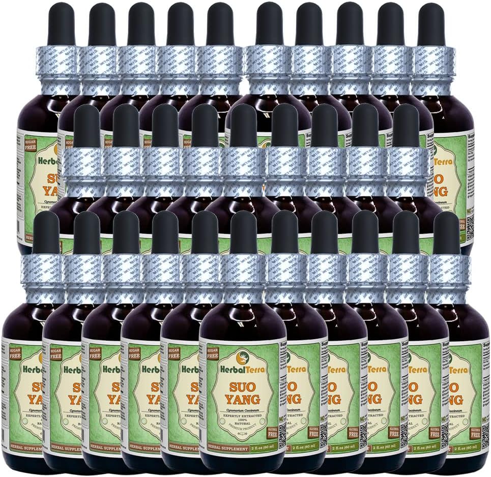 SUO Yang (Cynomorium cocinium) Glycerite, Dry Herb Alcohol- Free Liquid Extract (Nama cair: HerbalTerra, Proudly Made in USA) 30x2 f.oz (30x60 ml)