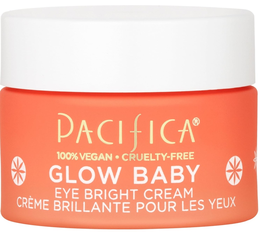 Pacifica Glow Baby Brightening Eye Cream - Vitamin C Under Eye Cream for Dark Circles & Puffiniss, Caffeine- Infused Eye Brightener untuk Fragrance- Free 0.5 oz Clean Vegan Dermatologist Tested