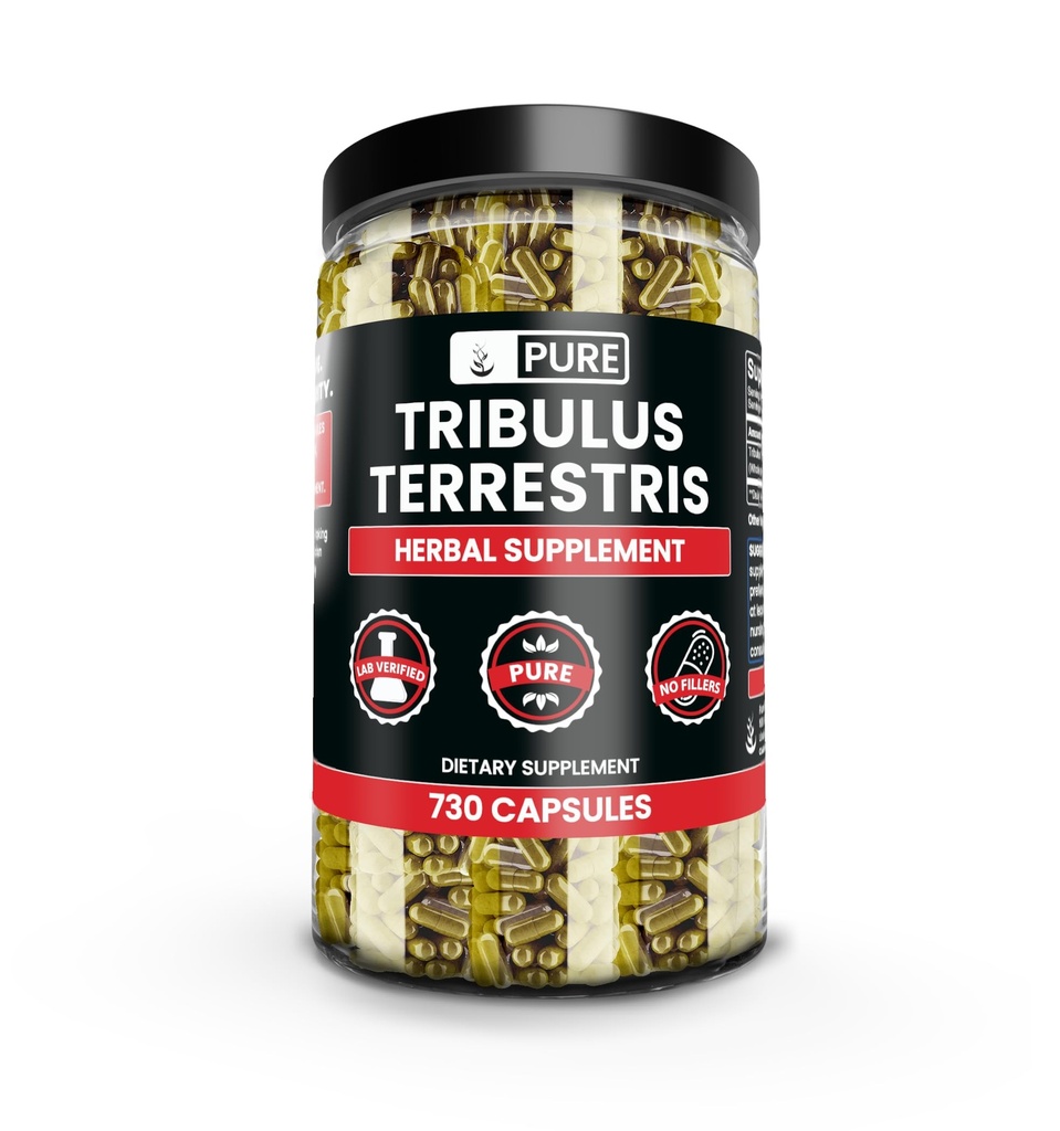 Murni Tribulus Terrestris Asli, Tanpa Magnesium Atau Pengisi Rice, Selalu Murni, Lab Diverifikasi (730 Kapsul)
