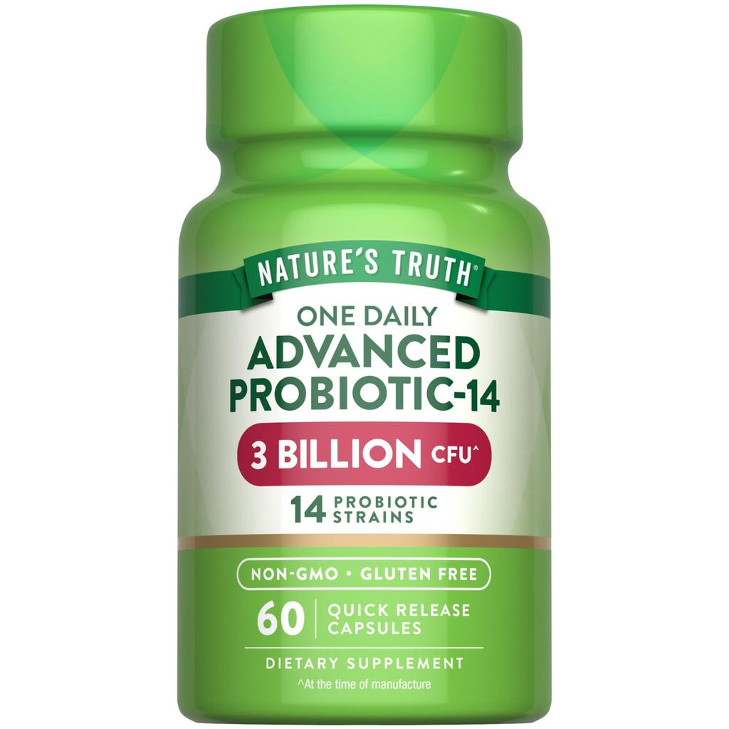 Nature 's Truth Progories Capsules 124; 3 Milyar CFU 124; 60 Count 124; untuk Pria dan Wanita 124; 14 Strains 124; Non-GMO & Gluten Free Suplemen