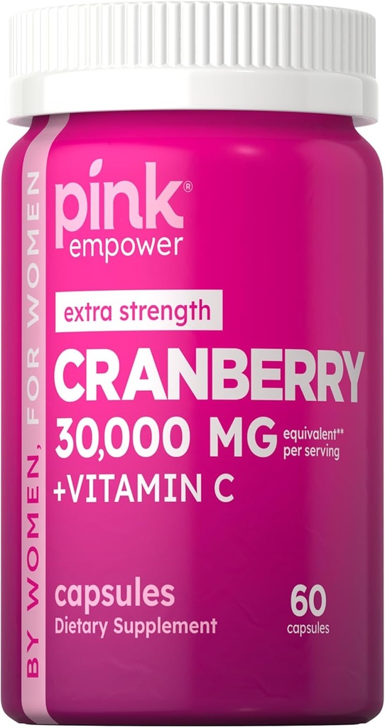 PINK Cranberry Pil untuk Perempuan 124; 60 Capsules 124; Plus Vitamin C £124; None-GMO & Glten Ekstraksi Bebas Suppplemen 124; Menyediakan Kesehatan Traktur Uliner