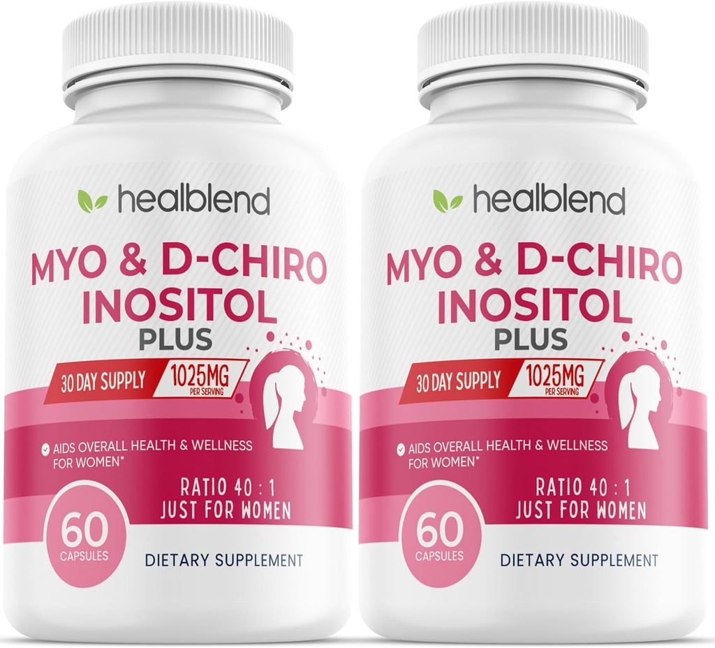 Myo & D-Chiro Inositol Plus Supplement Blend, Hormonal Saldo, Healthy Ovulasi & Overall Wellness Dukungan untuk Perempuan, Fertility dan Pregnancy Kesehatan (2 Pack)