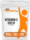BulkSuplements.com Vitamin E 400 IU Powder - sebagai D-Alpha Tocopherol, Suplemen Nutrisi - Gluten Bebas, 500mg per Serving, 100g (3.5 oz) (Paket 1)