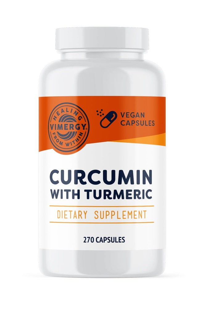 Vimergy Curcumin with Turmeric Kapsules - Promoses Bone Health & Mobility * - Support Memory & Brain Fungsi * - Kosher, Vegan & Gluten- Free - (270 ct)