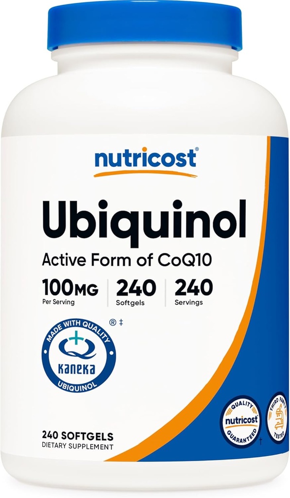 Nutricost Ubiquinol Softgels (100mg, 240 Softgels) - Afforor Absorpsi Antioksidant 124; Formasi Aktif CoQ10 - Gluten Bebas, Non-GMO