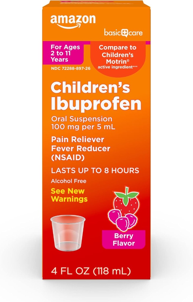 Ibuprofen Obstension Anak Dasar 100 mg, Berry, 4 fl oz (Paket 1)