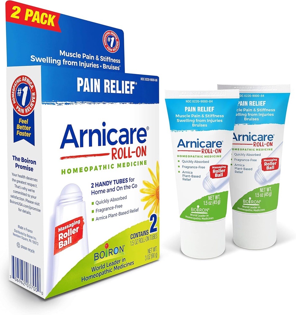 Boiron Arnicare Roll- On for Relief of Joint Pain, Muscle Pain, Muscle Soreness, and Swelling from Bruises or Injury - Non-berminyak dan Fragrance- Free - 2 Count (Pack of 1)