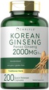 Carlyle Korea Ginseng Ekstrak Capsules 2000 mg 124; 200 Capsules 12.4; Non-GMO dan Formula Bebas 124; Standardisasi Panax Ginseng Suplemen