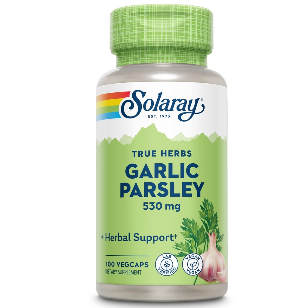 Fungsi Bawang putih SOLARAY Bulb & Parsley Leaf 530mg 124; Kardiovaskular dan Sistem Imune Dukungan Id0124; Non-GMO, Vegan & Lab Diverifikasi 124; 100 Vexcaps